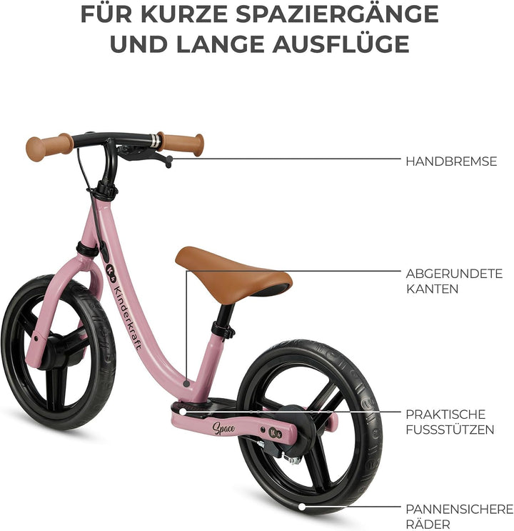 Kinderkraft SPACE2 Laufrad, Lernlaufrad, Kinderlaufrad, Höhenverstellbarer Sattel, 12 Zoll Räder, Me