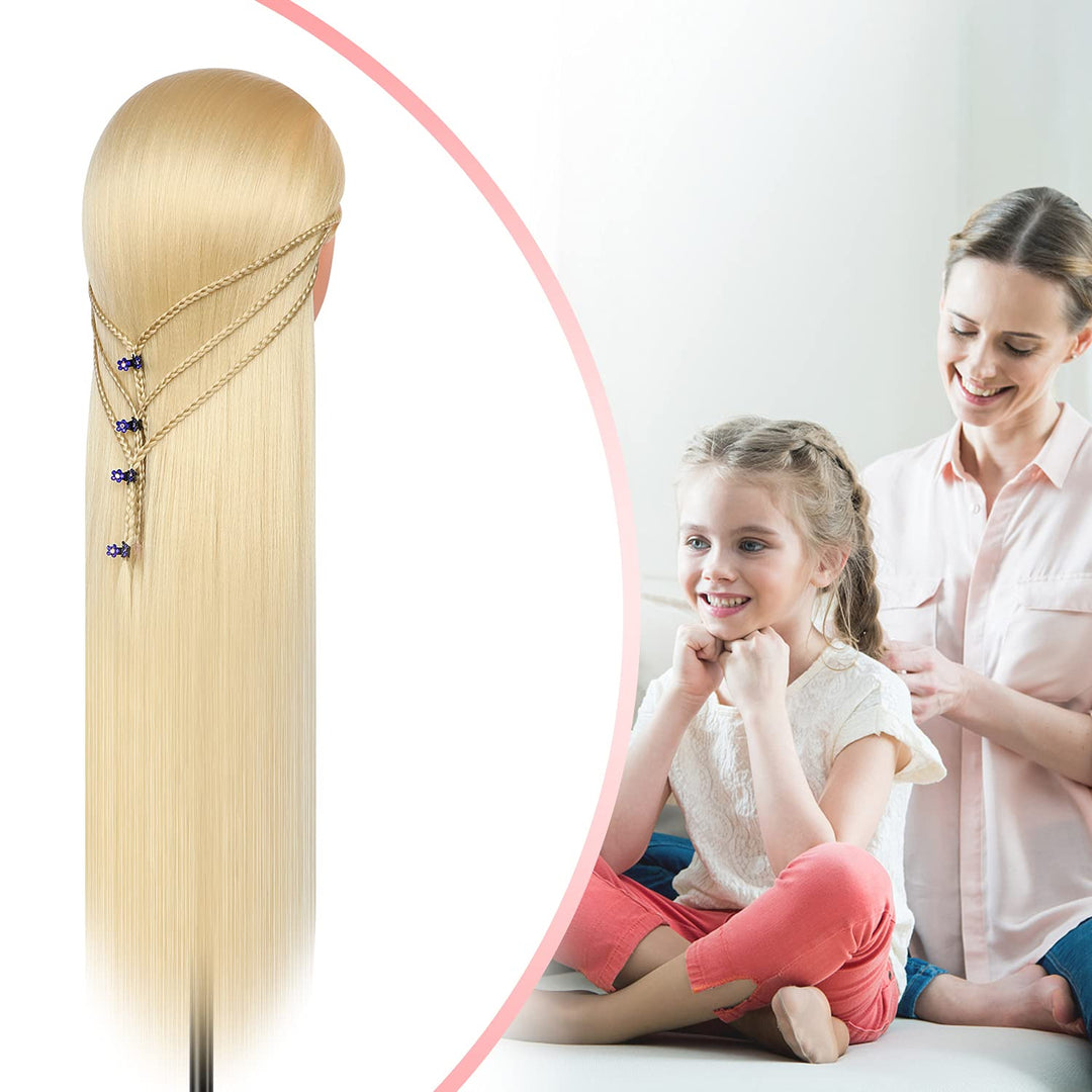 Trainingsköpfe, 28 inch Übungskopf Frisierkopf Friseur 100% Synthetikfaser-Haar Styling Kopf Frisier