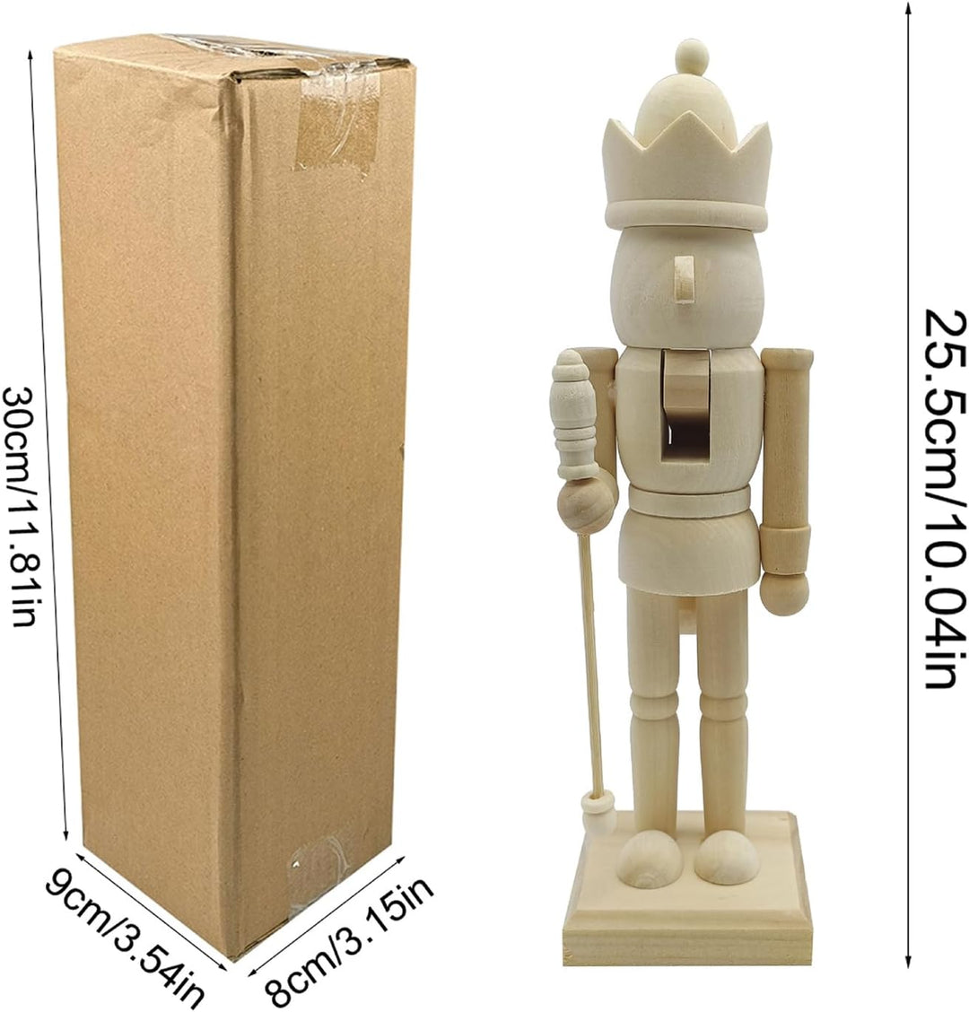 3 Stück Nussknacker Figur Aus Holz - 25.5cm - DIY Weihnachtens Nussknacker Zum Selber Bemalen, Weihn