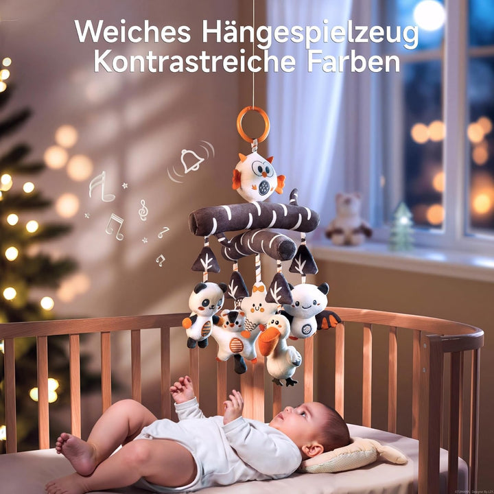 TUMAMA Baby Kinderwagen Spielzeug ab 0 2 3 4 6 8 9 12 Monate, Kontrast Schwarz Weiss Spielbogen Anhä
