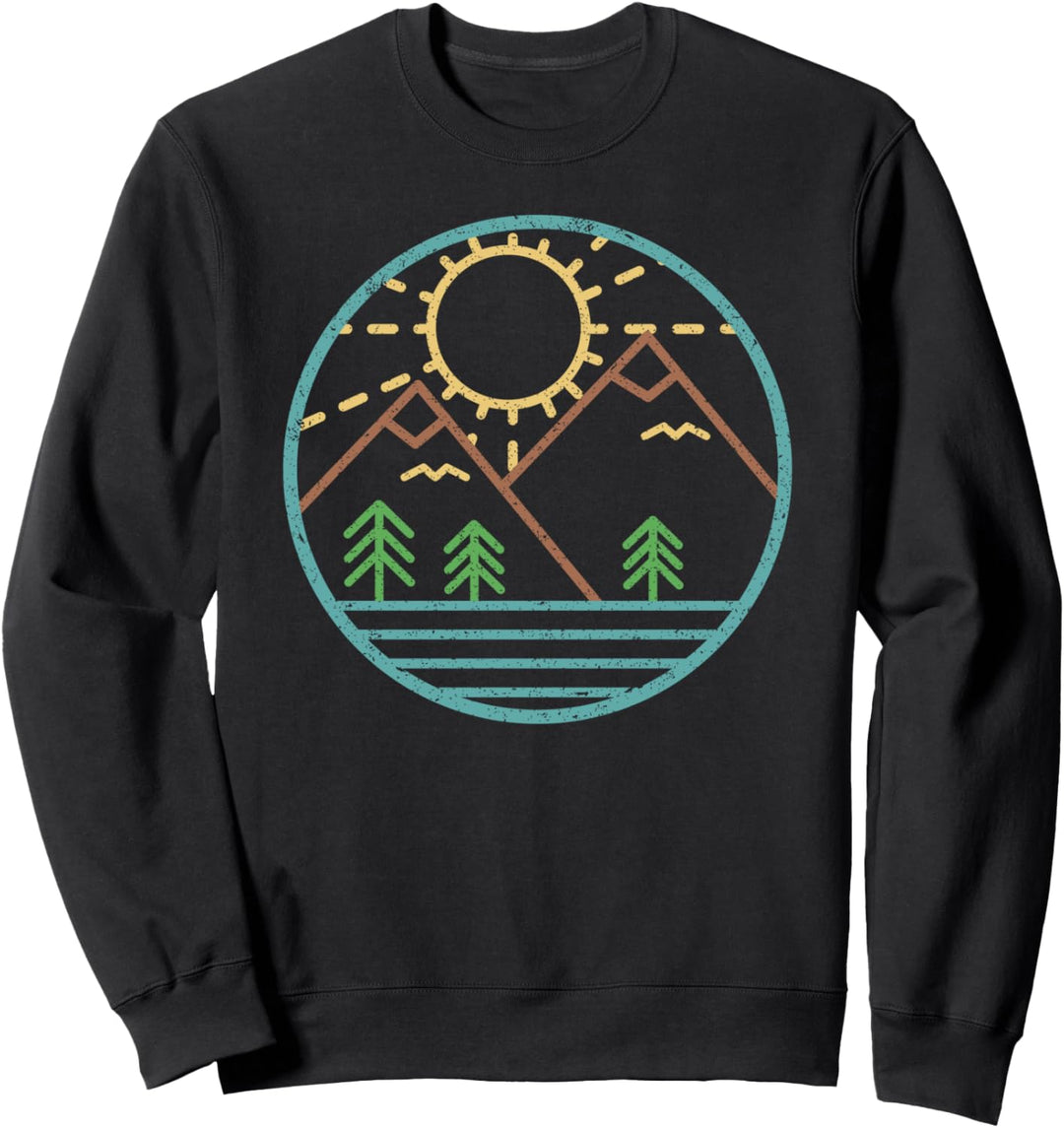 Geometrische Berg Natur Wanderer Camper Outdoor Trek Sonne Sweatshirt
