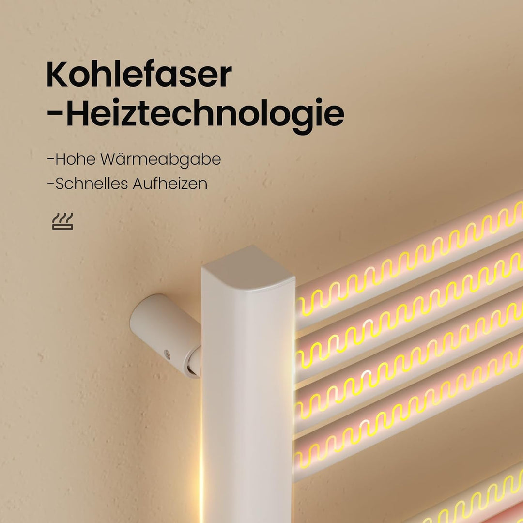 EMKE Handtuchheizkörper Elektrisch 960 x 540 mm, Elektrischer Badheizkörper mit Touchschalter Timer,