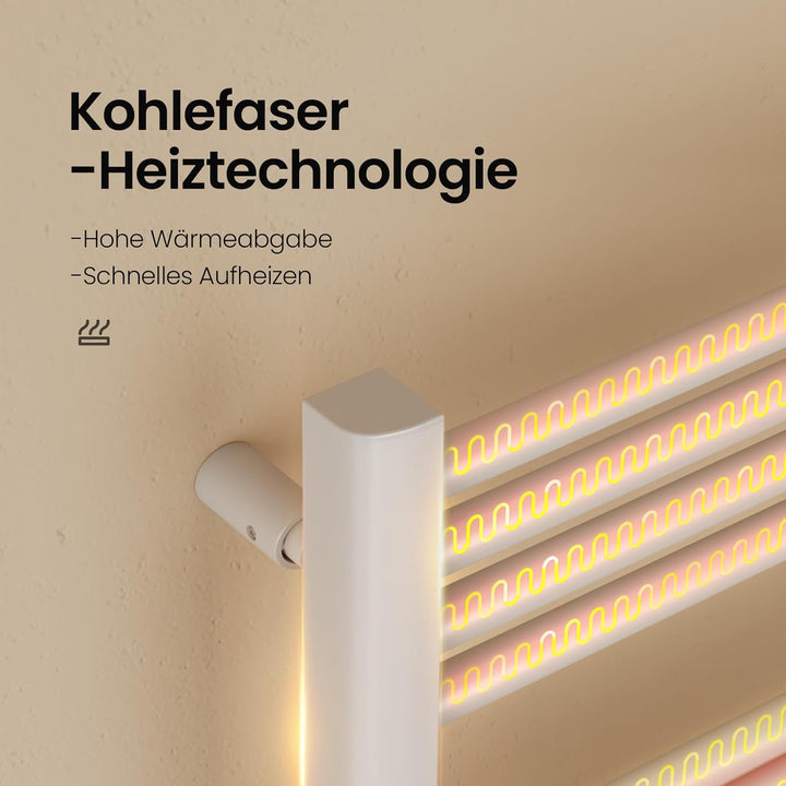EMKE Handtuchheizkörper Elektrisch 960 x 540 mm, Elektrischer Badheizkörper mit Touchschalter Timer,