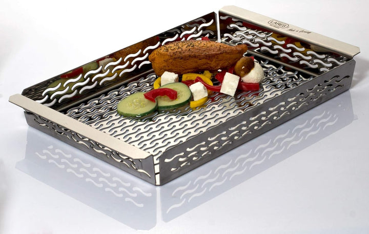 Lares Grillschale aus Rostfreiem Edelstahl - Masse: 30 x 20 x 3,5cm - Massive Ausführung, Wiederverw