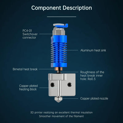 Upgrade All Metal Ender 3 Volcano Hotend High Flow High Speed, Bimetal Heatbreak Plated Copper Heate