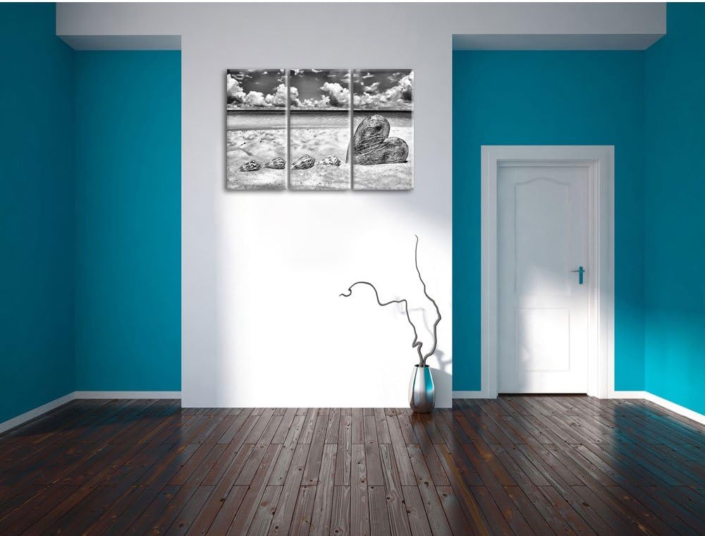 Pixxprint Sandstrand mit Muscheln als Leinwandbild/Grösse: 3 Teilig (120x80) / Wandbild/Kunstdruck/f