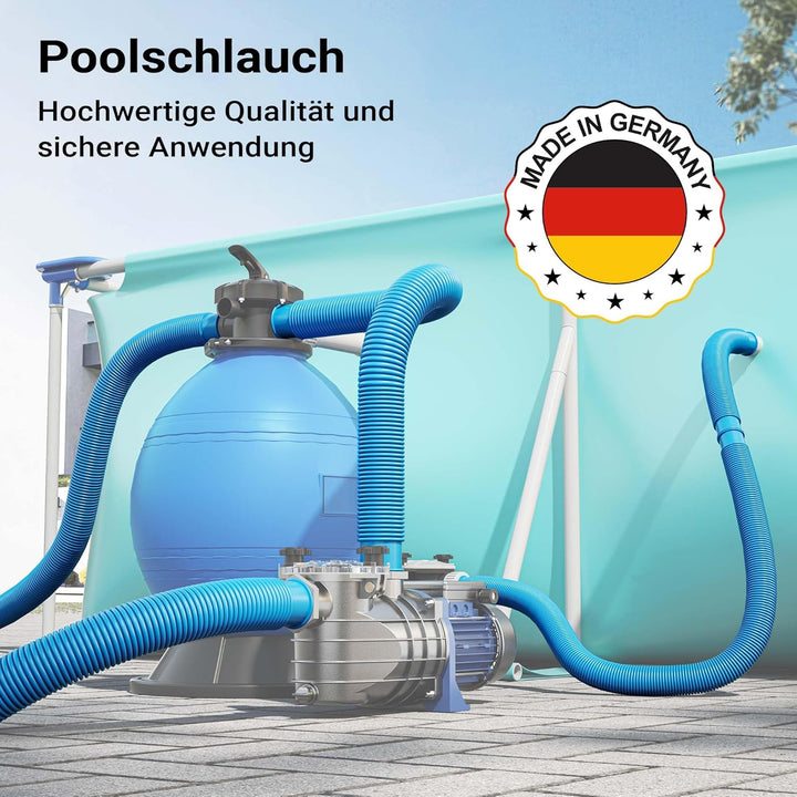 Teichtip ® 30m - 32mm - Schwimmbadschlauch mit 165g/m - Made in Europe D32, 30 m Blau