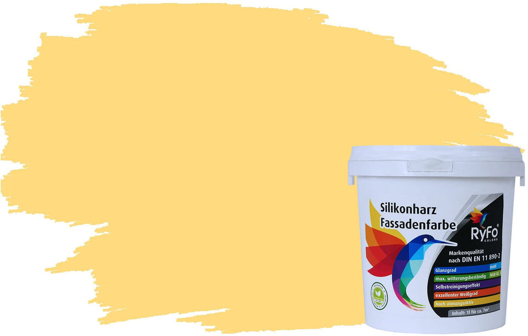 RyFo Colors Silikonharz Fassadenfarbe Lotuseffekt Trend Butterblume 1l - bunte Fassadenfarbe, weiter