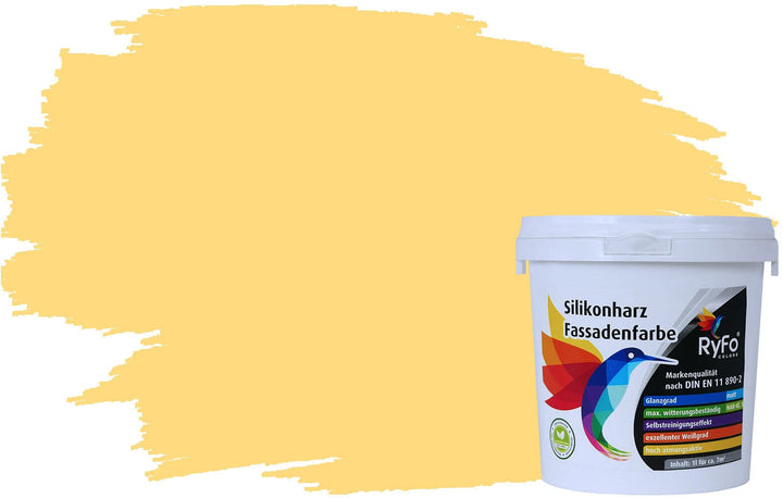 RyFo Colors Silikonharz Fassadenfarbe Lotuseffekt Trend Butterblume 1l - bunte Fassadenfarbe, weiter