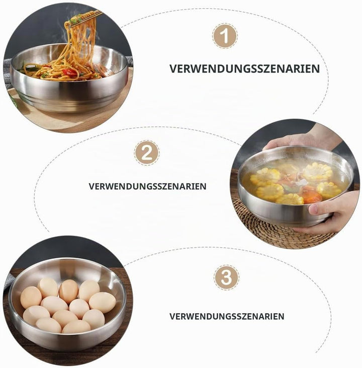 Edelstahl Sch¨¹ssel Doppelwandige Anti ?e Sch¨¹ssel 19cm Servierschalen R¨¹hrsch¨¹ssel Suppensch¨¹ss