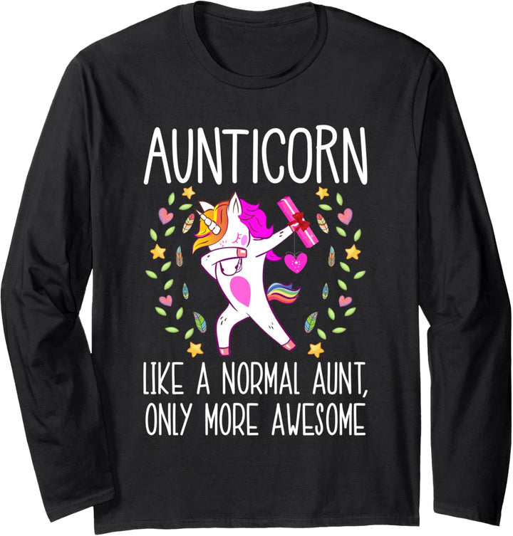 Funny Auntiecorn Unicorn Aunt Floral Women Gift Auntie Aunty Langarmshirt