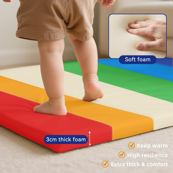 Schaumstoff Spielmatte für Baby: 121x121 cm PU-Leder wasserdicht Kinder Spielmatte - Baby Spielmatte