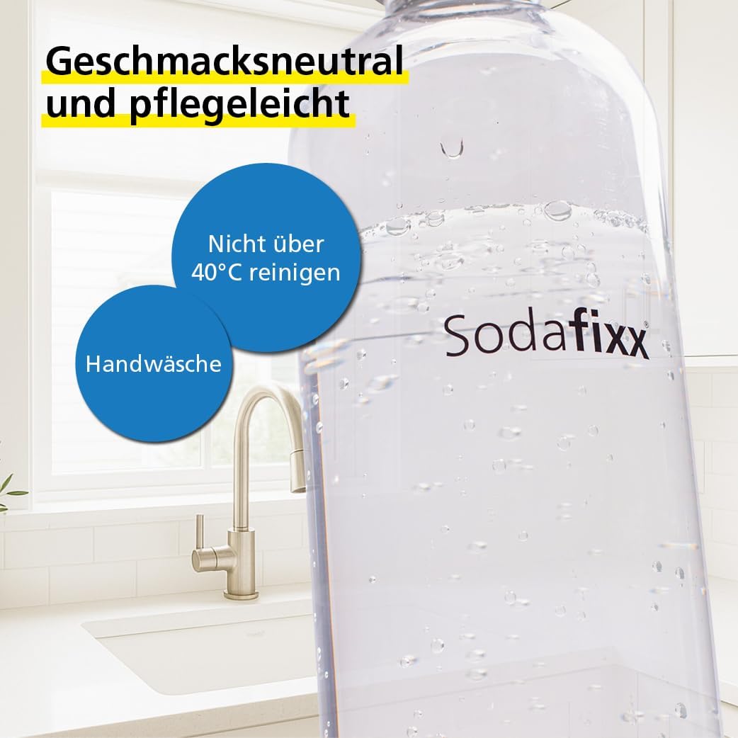 PET Wasserflaschen Doppelpack 2x 0,85L - Ersatzflaschen für Wassersprudler mit Schraubgewinde - komp