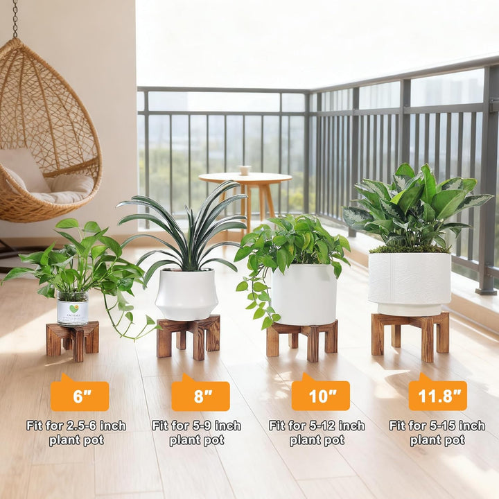 Pflanzenständer, Pflanzenhalter für drinnen und draussen aus Holz, Einzelner Blumentopfständer, Stab