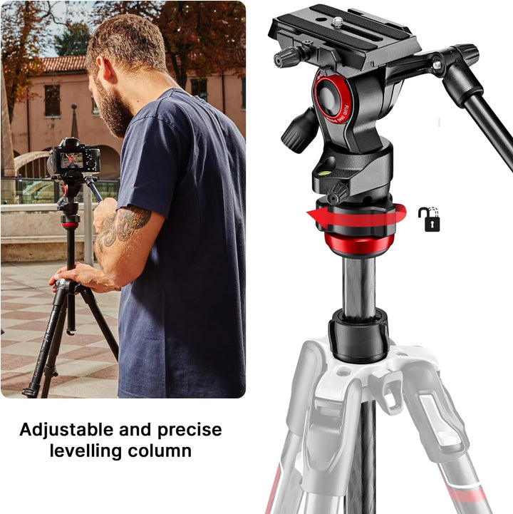 Manfrotto Befree Live Carbon Reisestativ Twist (Drehverschluss) mit Fluid-Video Kopf inkl. Tasche (T