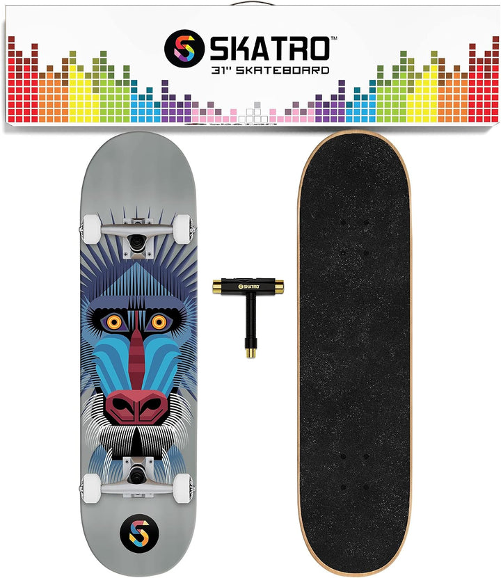 SKATRO - Pro Skateboard, 78,7 cm, komplettes Skateboard, Alter: Erwachsene, Jungen, Mädchen, Anfänge