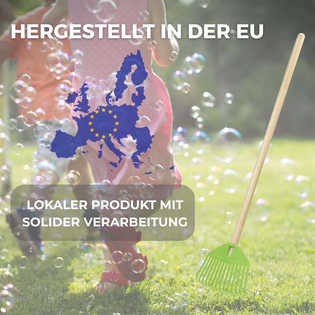 2 STK. Grün Kinderrechen 70cm – Mini-Gartenrechen mit Holzgriff, Rechen/Kleinbesen für Kinder, perfe