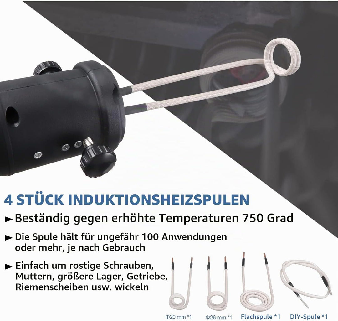 1500W Magnetische Induktionsheizgerät Induktion Schraubenlöser 4 Spulen | 800℃ ohne Flamme Induktion