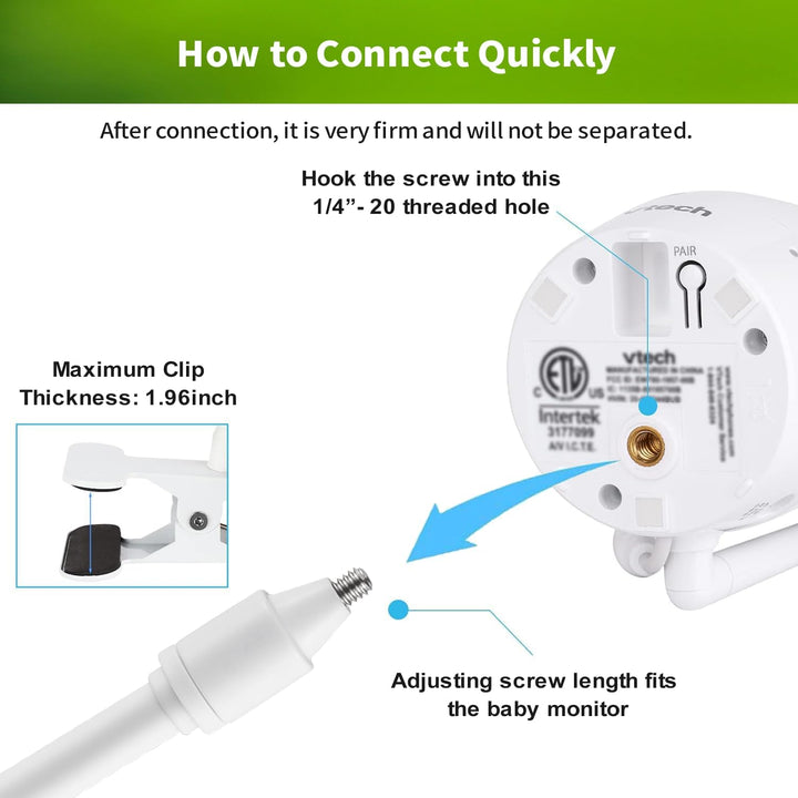 Lonnky 7,1" Flexible Babyphone-Halterung, Kompatibel mit Vtech VM901, VM919HD, Eufy Spaceview, ANMEA