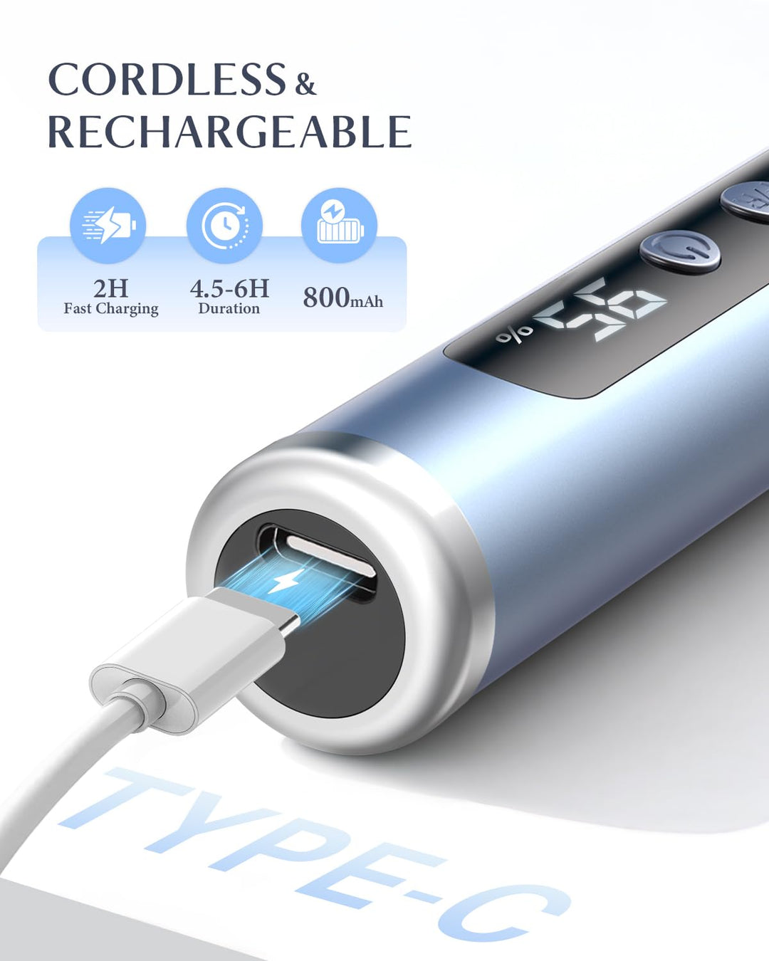 JOREST Elektrische Nagelfräser, Kabellos Professionell Fräser Nägel Maniküre Set, 35000 U/Min, 6 Fac