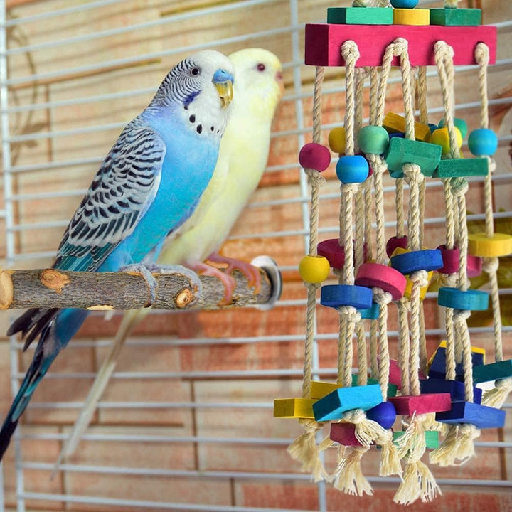 Mehrfarbige Blöcke Vogelspielzeug für Papageien, Vögel, Spielen - Holz Papagei Spielzeug, Vogelkäfig