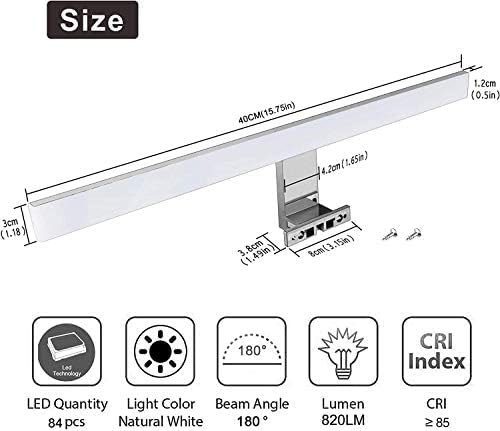 Aogled Led Spiegelleuchte Badezimmer 40 cm 10W 820LM 230V Neutralweiss 4000K,Edelstahl IP44 Class II