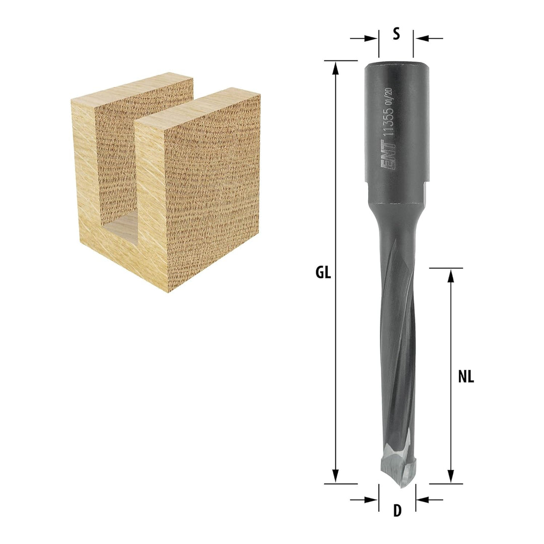 ENT 11355 Nutfräser, Durchmesser (D) 8 mm, NL 50 mm, GL 90 mm für Festool Domino DF700, mit Aufnahme