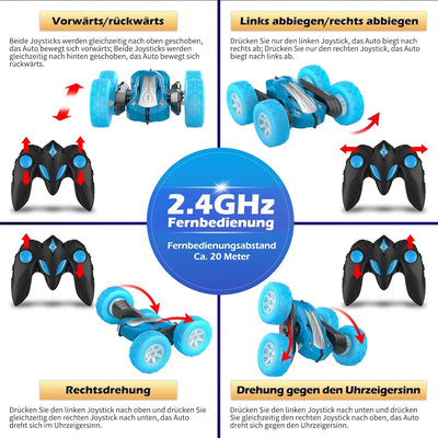 Rodzon Ferngesteuertes Auto 3 4 5 6 7 8 9 Jahre Spiele LED Blinken RC Auto Spielzeug Jungen Weihnach