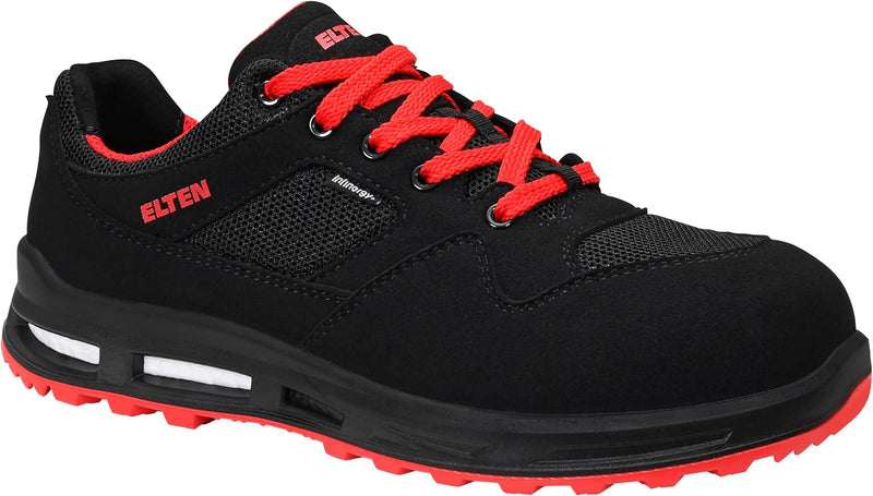 Sicherheitsschuhe ELTEN LAKERS XXT Low ESD S1P, Damen, Herren, sportlich, leicht, schwarz/rot 36 EU