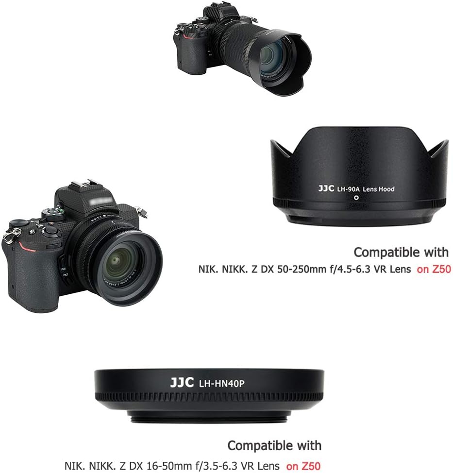 JJC Gegenlichtblende für Nikon Z50 mit NIKKOR Z DX 16-50mm F/3.5-6.3 VR und NIKKOR Z DX 50-250mm F/4