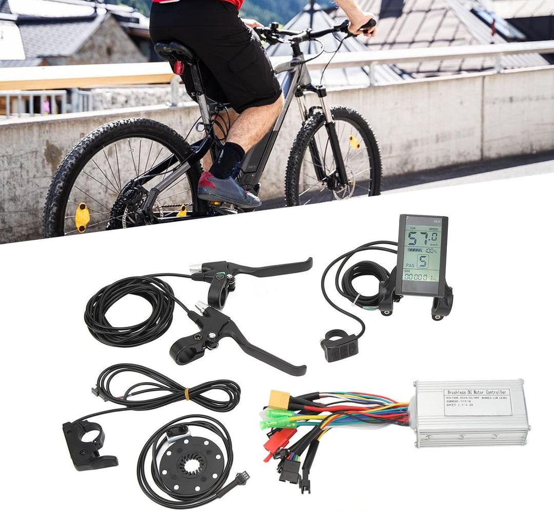 BuyWeek E-Bike Brushless Motor Controller Kit, DC 24V 36V 48V 250W-350W 17A 3 Modus Sinuswellen Regl