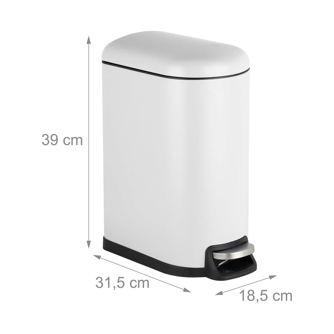 Relaxdays Mülleimer, 10 Liter, Absenkautomatik, entnehmbarer Inneneimer, Kosmetikeimer mit Deckel, B