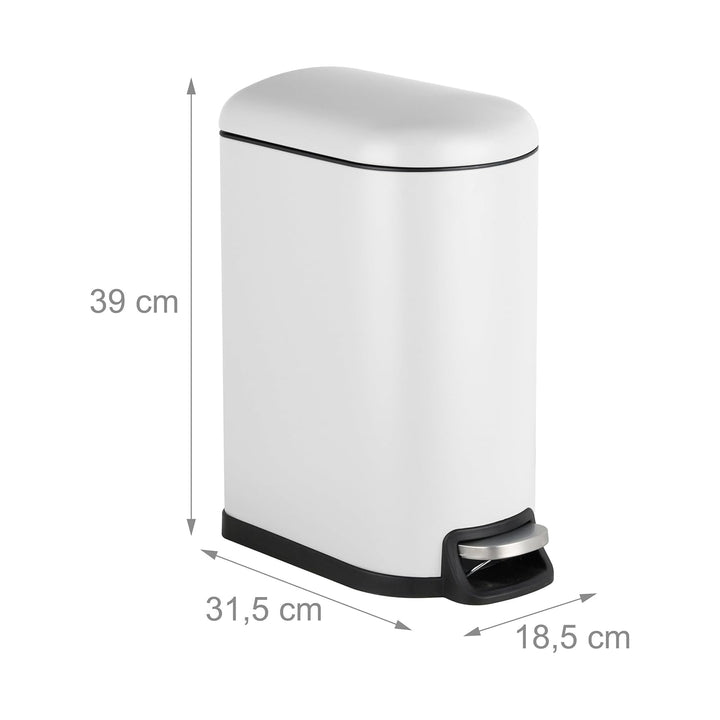 Relaxdays Mülleimer, 10 Liter, Absenkautomatik, entnehmbarer Inneneimer, Kosmetikeimer mit Deckel, B