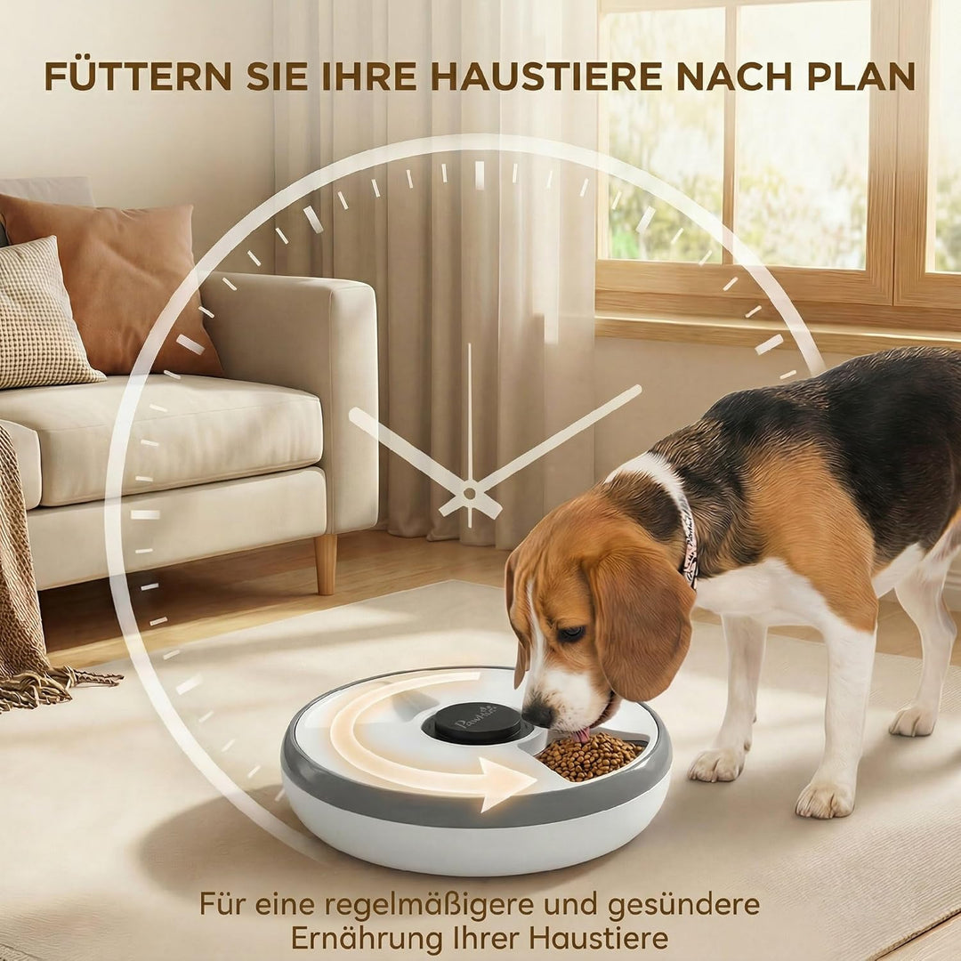 PawHut Futterautomat, automatischer kabelloser Futterspender mit programmierbarer Timer bis zu 6 Mah
