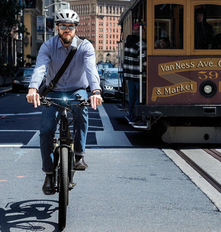 ABUS Stadthelm Pedelec 2.0 - Fahrradhelm mit Rücklicht und Regenhaube - für den Stadtverkehr - für D