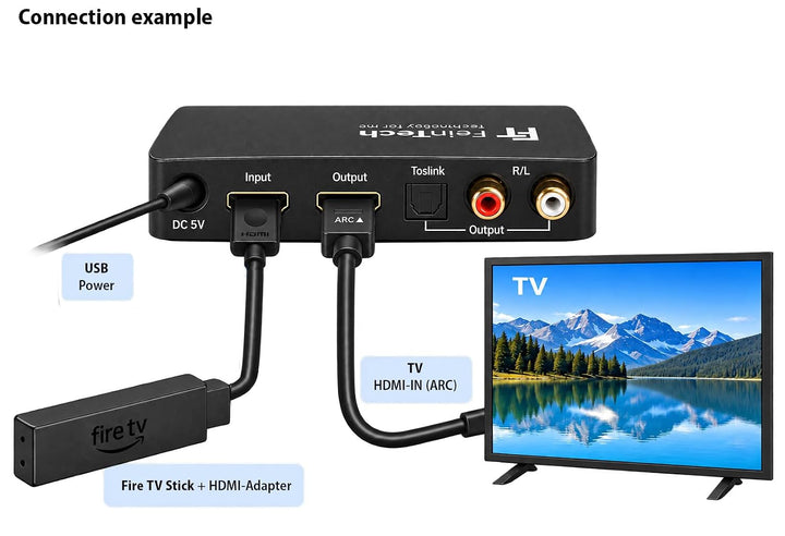FeinTech VAX01301 HDMI Audio Extractor Adapter Konverter Splitter 5.1 mit Bluetooth Sender 4K 60Hz A