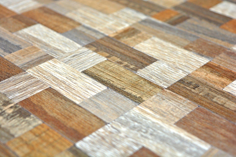 Mosaik Fliesen Mosaikfliesen Metallmosaik Kachel braun Holzoptik matt Küchenfliese WC Fliesenspiegel