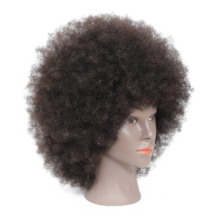 Afro-Mannequin-Kopf aus 100% Echthaar, Friseur-Trainingskopf für Kosmetologie, Puppenkopf (Tischklem