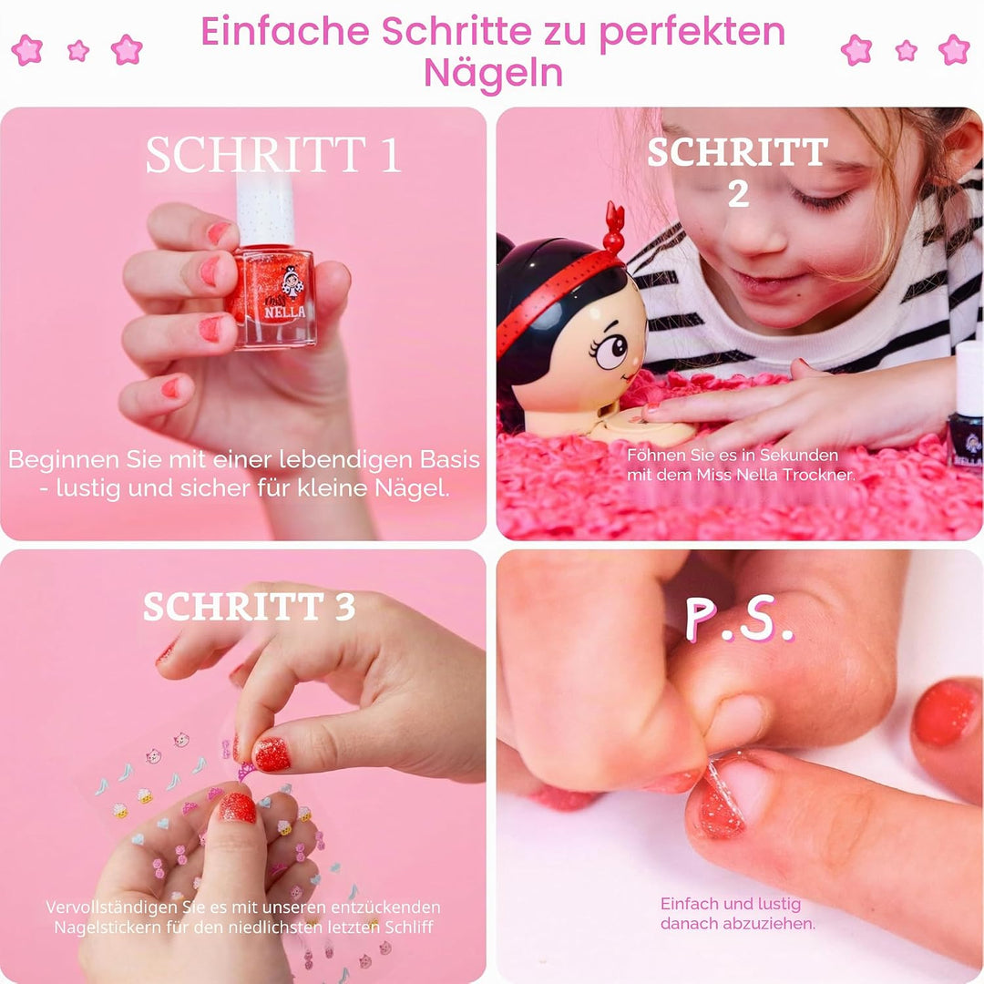 Miss Nella Weihnachtsglitter Special Glitzer - 6er Pack Kinder Nagellack mit Peel-off-Formel auf Was