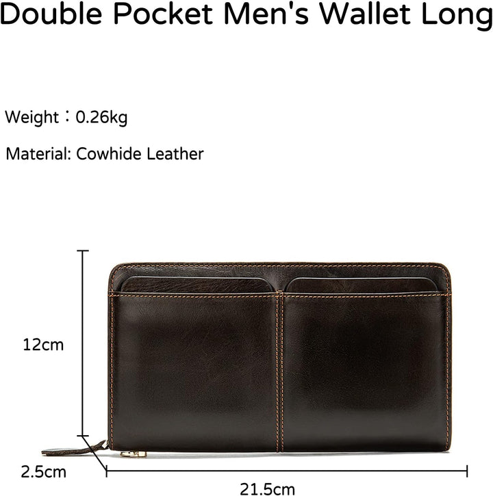 PORRASSO Leder Geldbörse Herren Clutch Tasche Kreditkartenetui Brieftasche Handytasche Portemonnaie