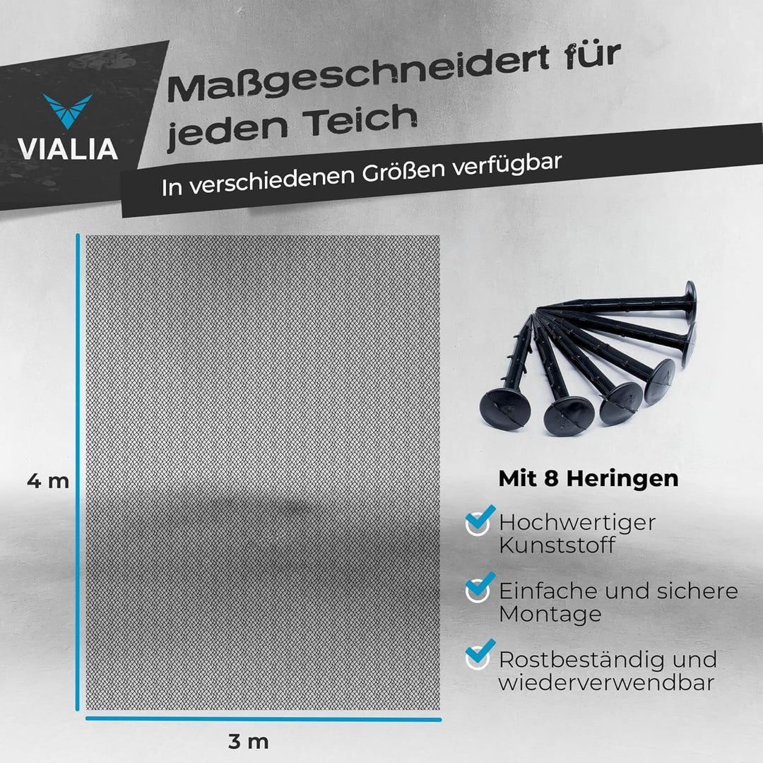 Teichnetz 3x4m | Robuste Teichabdeckung & Laubschutznetz | Schützt vor Laub, Schmutz & Reihern | Wit