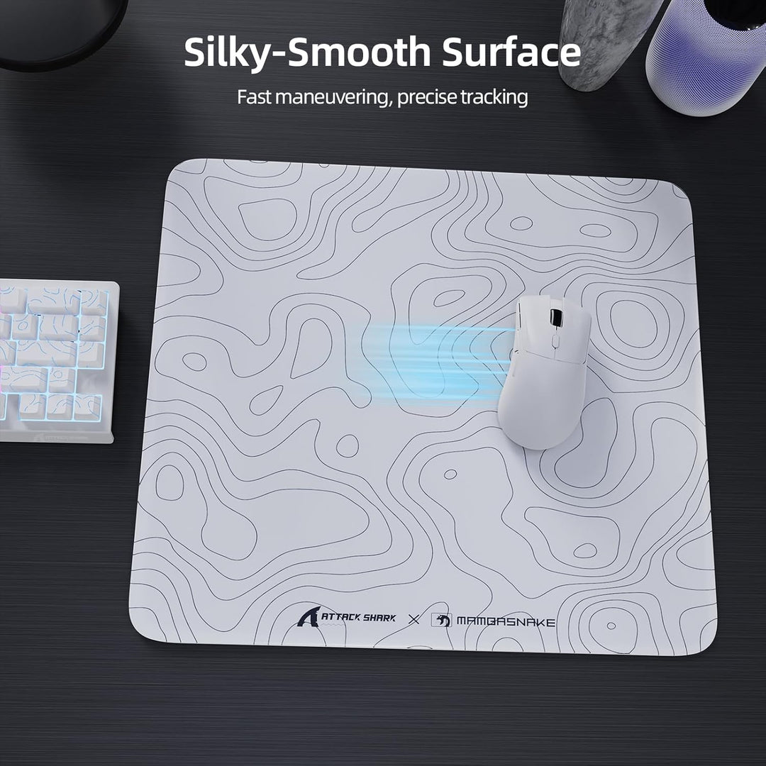 ATTACK SHARK CM05 Gaming-Mauspad Aus Gehärtetem Glas, Ultraglatte Oberfläche, 9H Gehärtetes Glas, 17