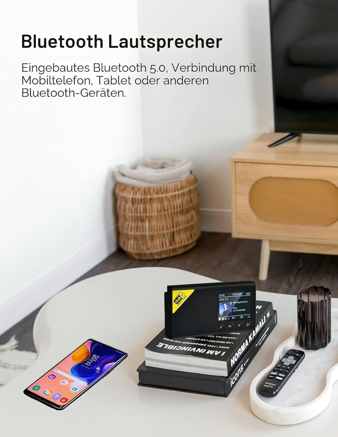 Tragbares DAB Radio, DAB Plus Radio kleine, Bluetooth,USB-C Betrieben & Wiederaufladbarer Akku | 12