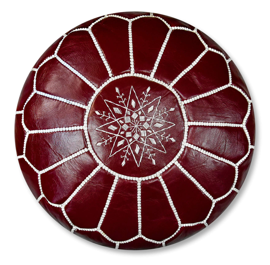 Poufs&Pillows Premium Echt Leder Pouf - Handgefertigt - Gefüllt geliefert - Ottoman, Sitzsack, Fussh