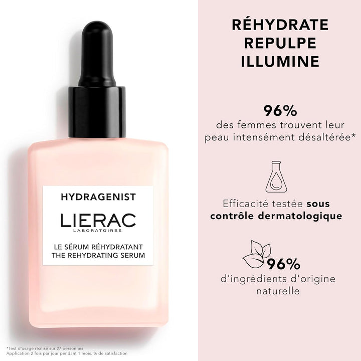 Lierac Hydragenist Gesichtsserum, feuchtigkeitsspendend, erfrischend, für alle Hauttypen, Format 30