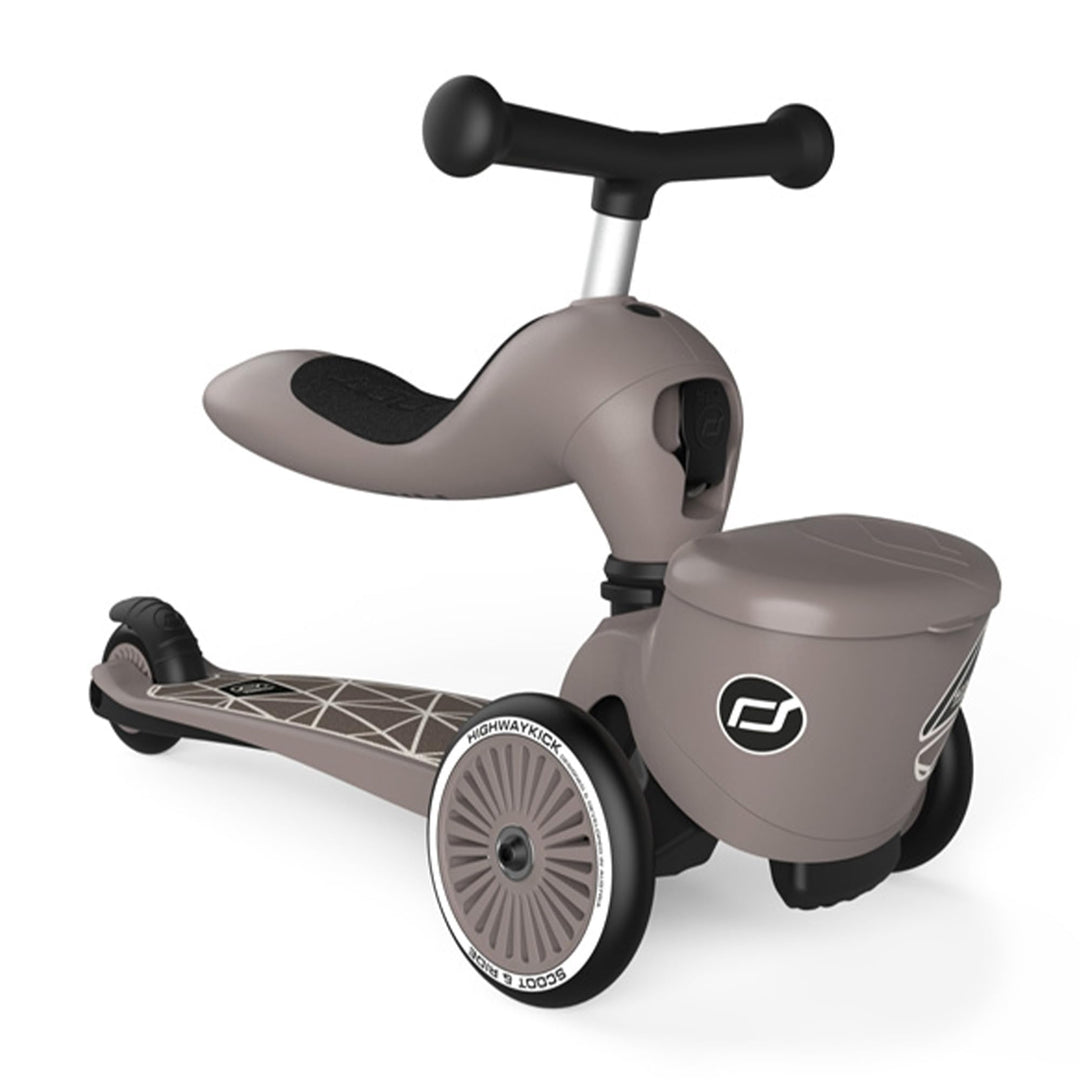 Scoot & Ride Unisex – Babys Highwaykick 1 Lifestyle Kickboard mit Sitz und Behälter… BROWN LINES, BR