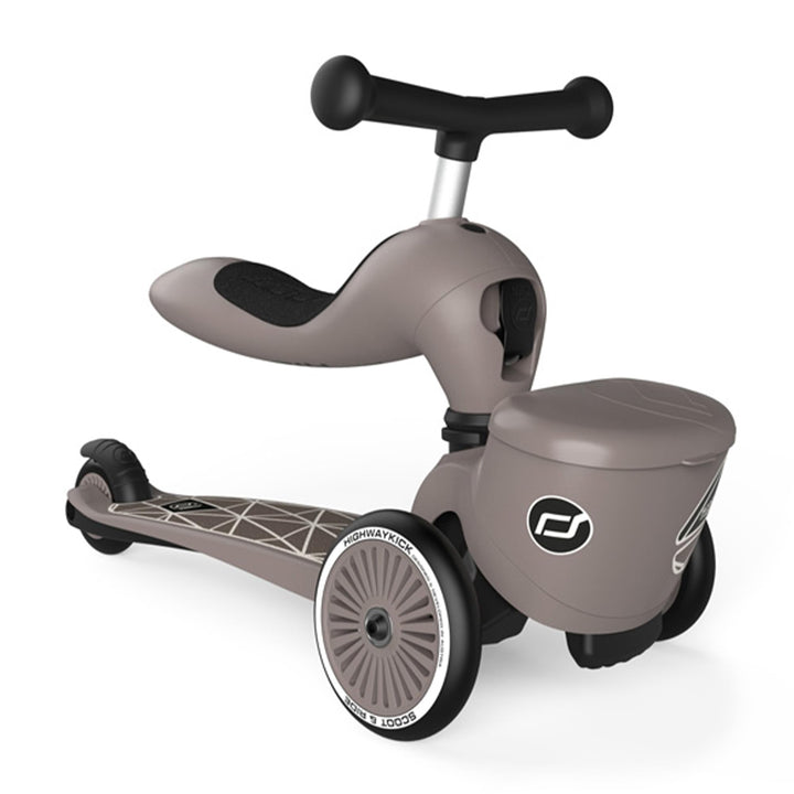 Scoot & Ride Unisex – Babys Highwaykick 1 Lifestyle Kickboard mit Sitz und Behälter… BROWN LINES, BR