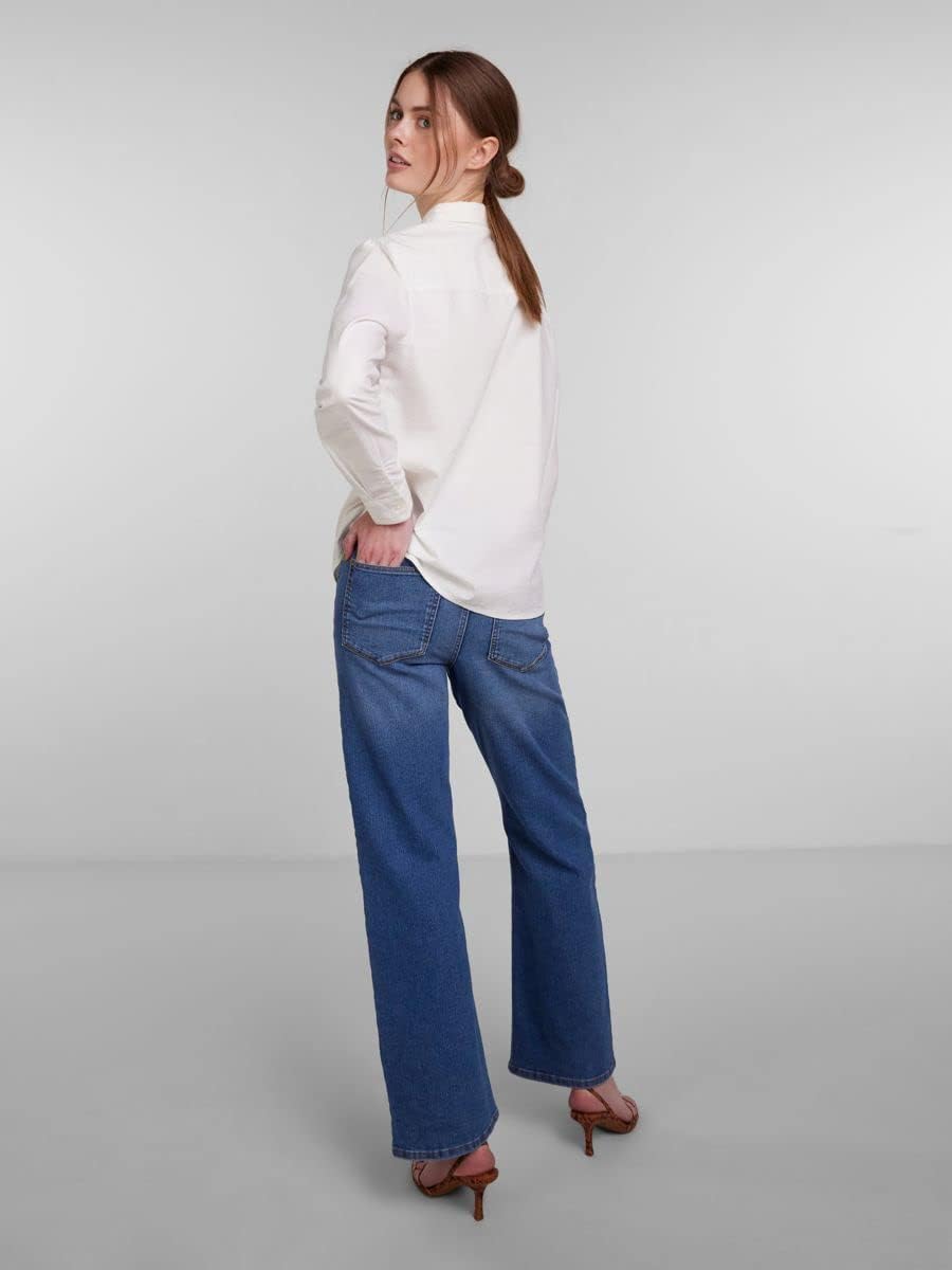 PIECES Irena Long Sleeve Oxford Shirt S Bright White, S Bright White