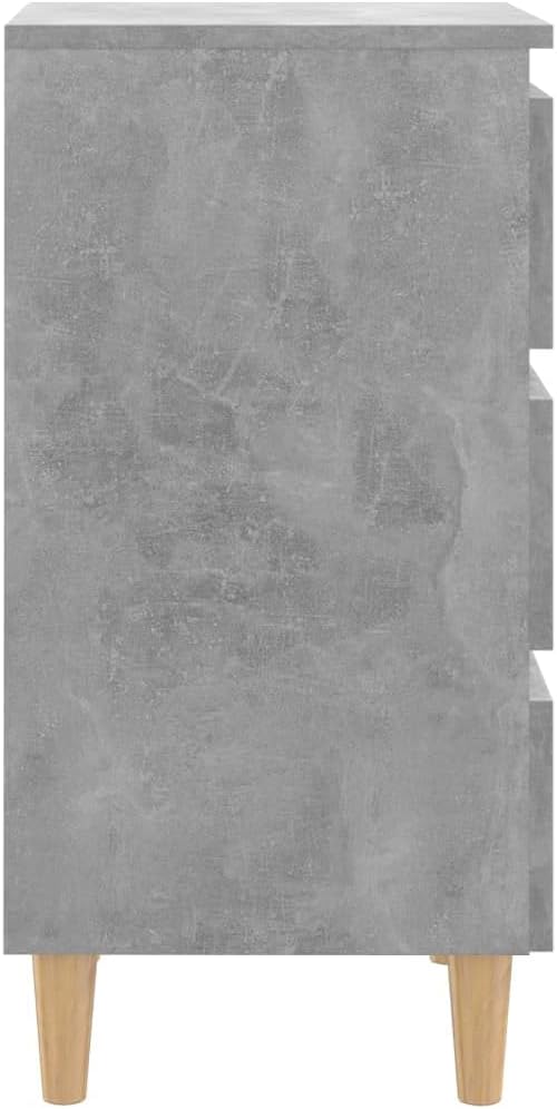 FIRBNUS Nachttisch mit Massivholz-Beinen Betongrau 40x35x69 cm Nachtkästchen Nachtkommode Beistellti