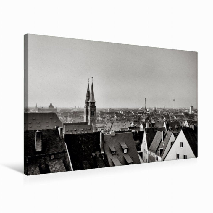 Premium Textil-Leinwand 75 x 50 cm Quer-Format Nürnberger Dachlandschaft | Wandbild, HD-Bild auf Kei